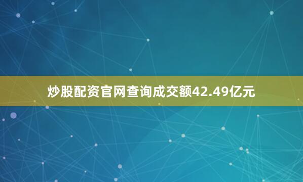 炒股配资官网查询成交额42.49亿元
